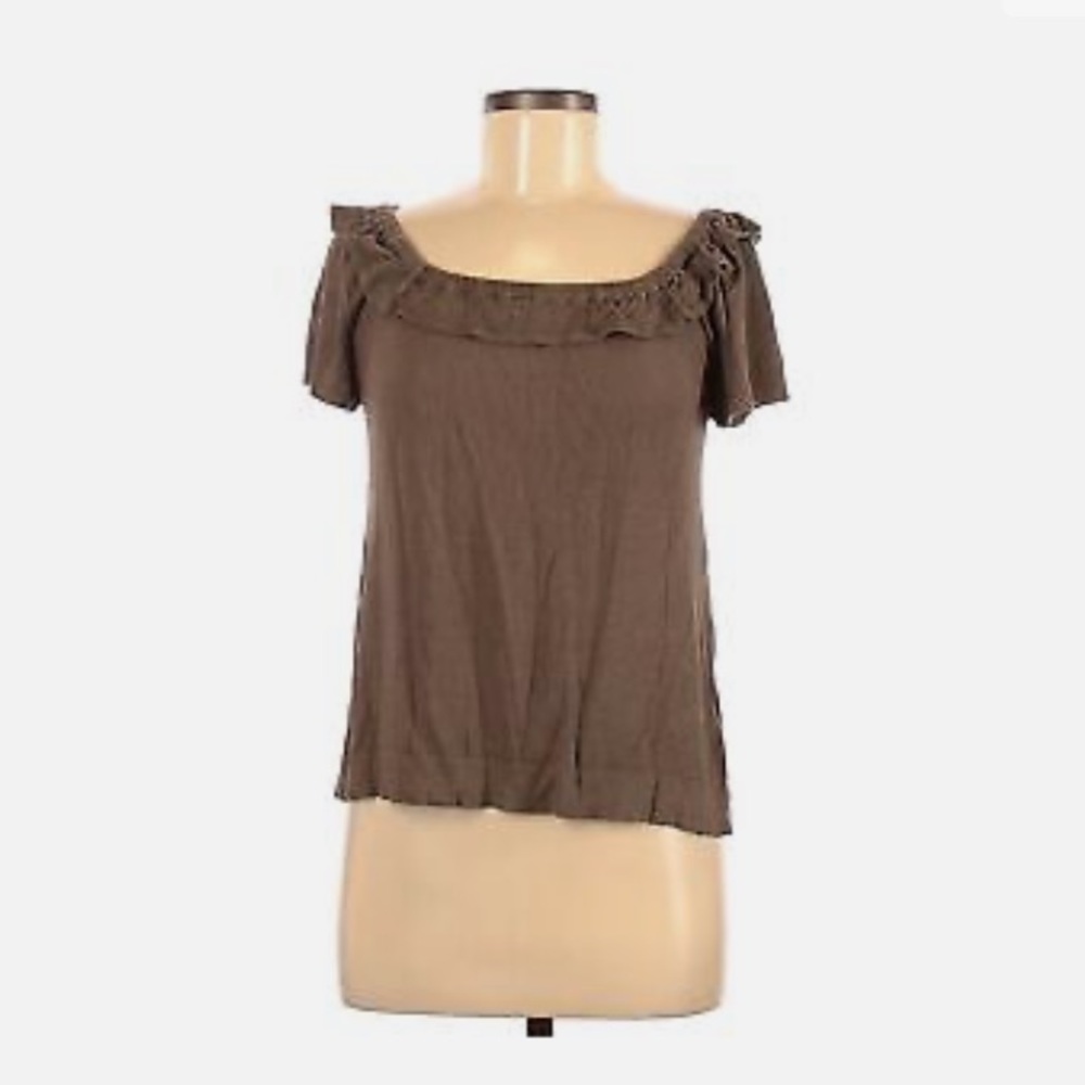 Banana republic factory brown ruffle short sleeve